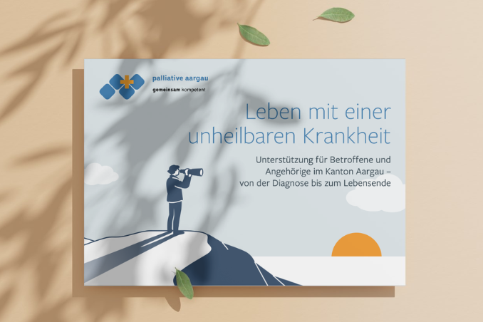 Visual mit der Vorderseite der Broschüre auf beigem Hintergrund 