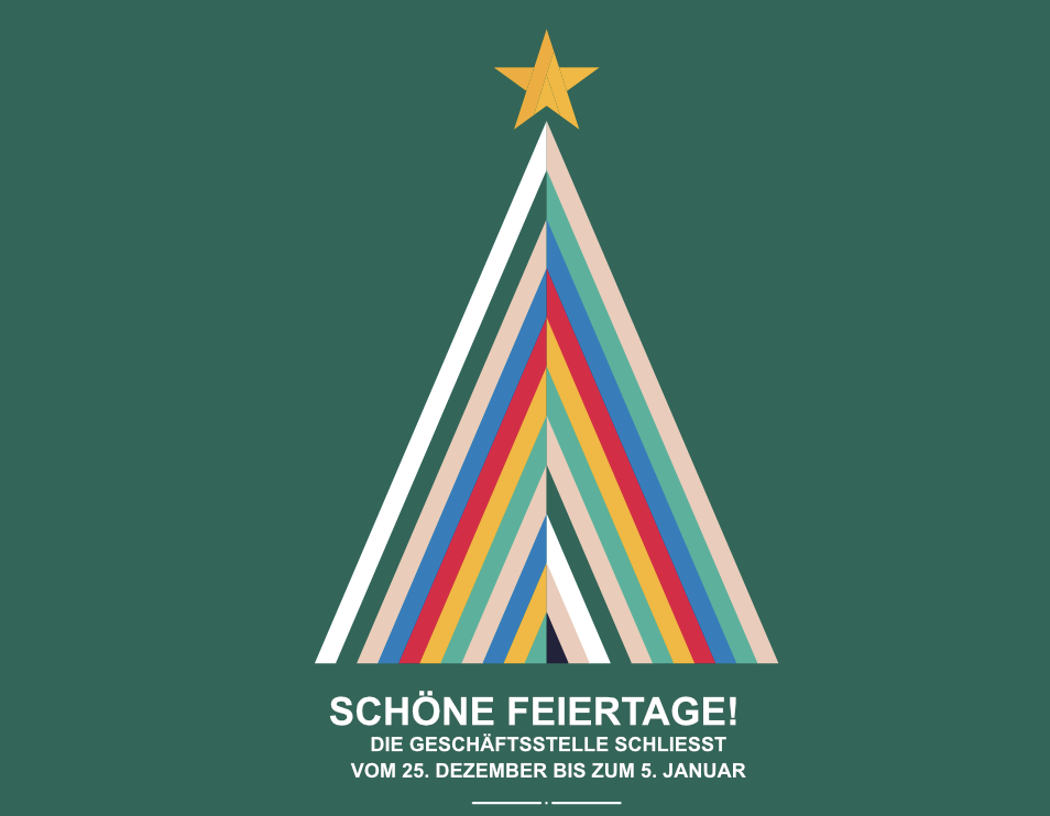 Grafik eines abstrakten Weihnachtsbaums in den Farben von palliative aargau